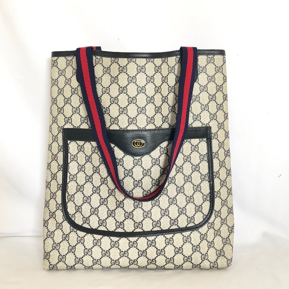 ❌SOLD❌GUCCI VINTAGE GG SUPREME WEB TOTE BAG